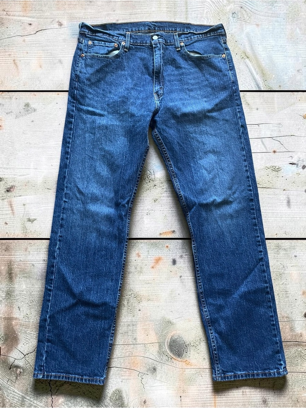 Levi's 505 Men's Straight Jeans in Dark Blue Denim 38x32